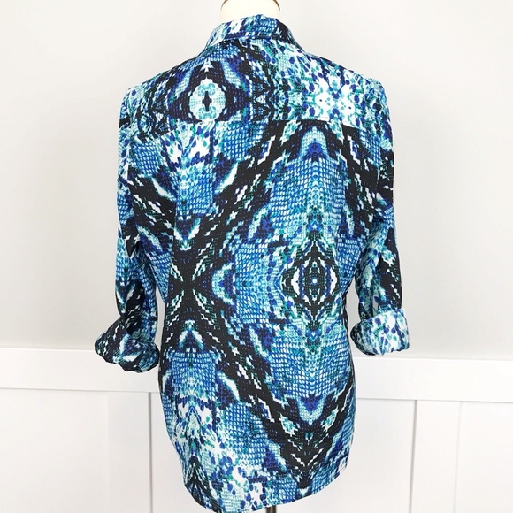 Joe Fresh Snakeskin Print Button Front Blouse - Picture 4 of 6